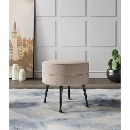 Manhattan Comfort Bailey Ottoman in Oatmeal with Black Feet OT003-OTB